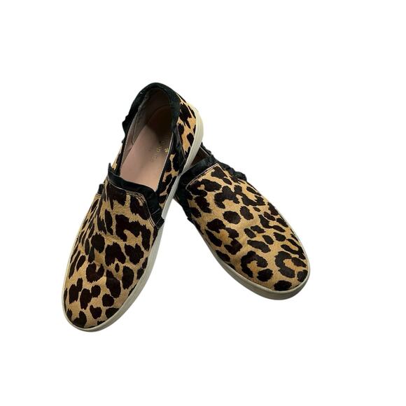 kate spade Shoes - Kate Spade Ruffle Trim Leopard Print Calf Hair Slip On Sneakers Women’s Size 9